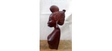 Grand buste de femme en bois sculpté - Art  africain