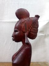Grand buste de femme en bois sculpté - Art  africain