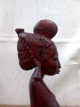 Grand buste de femme en bois sculpté - Art  africain