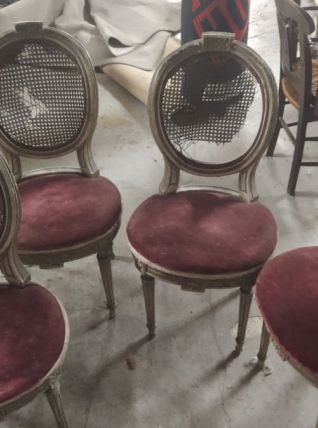 Chaises médaillon (lot de 6) à restaurer