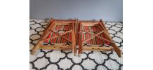 chaises pliantes vintage en bois et tissu basque 