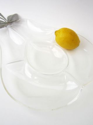 Plat vintage années 70 en forme de POIRE⎥lucite transparente