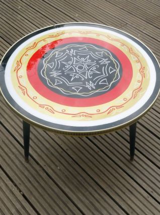 Table basse ronde vintage années 50 ou 60⎥design tiki