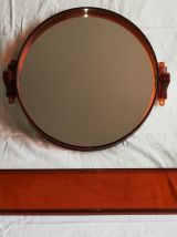 Miroir rond et étagère  vintage années 70 