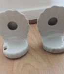 Porte savon + 2 patères en porcelaine