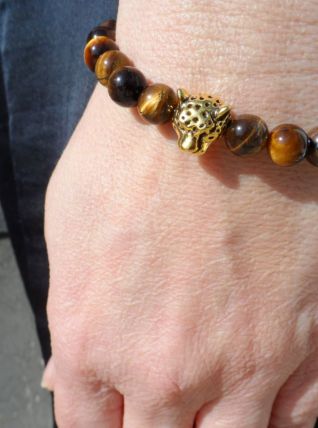 bracelet oeil de tigre / tête de panthère 
