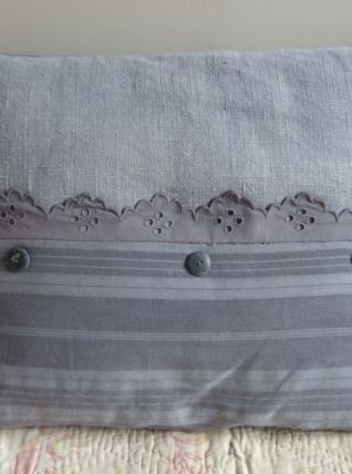 Coussin linge ancien lin et chanvre