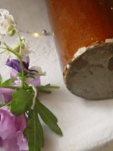  Ancienne bouteille ronde en grès vernissé brun
