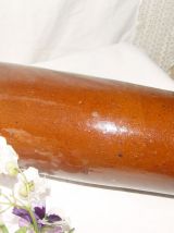  Ancienne bouteille ronde en grès vernissé brun