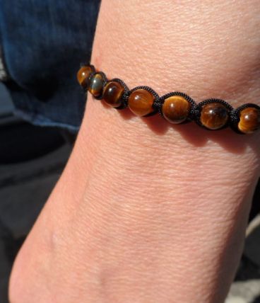 bracelet tressé pierre oeil de tigre 