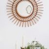 Grand miroir soleil rotin
