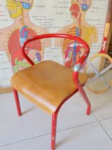 Chaise écolier enfant vintage Hitier Jacques rouge