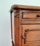 Table de chevet bois et marbre rose
