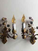 Deux Applique En Bronze à décor de fleurs En Porcelaine alle