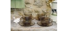 Lot de 4 tasses et soucoupes vintage Arcoroc