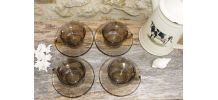 Lot de 4 tasses et soucoupes vintage Arcoroc