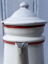 Cafetière émaillée blanche et rouge 50cl