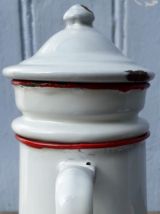 Cafetière émaillée blanche et rouge 50cl