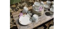 Service de 10 tasses à café et leurs soucoupes 