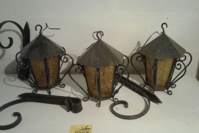 Lanterne extérieur x3 avec support fer forgé 