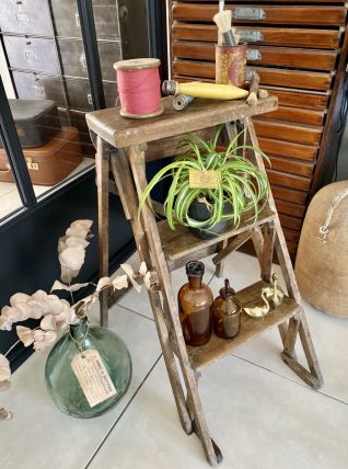 Escabeau bois 3 marches vintage