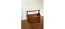 Porte revues vintage années 30 cannage et bois brun