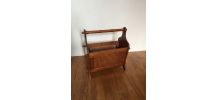 Porte revues vintage années 30 cannage et bois brun