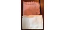Nappe coton blanche 2.50m x 1.50m &amp;amp; surnappe rose