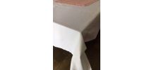 Nappe coton blanche 2.50m x 1.50m &amp;amp; surnappe rose