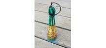 Petit flacon vintage tressé rotin et plastique 