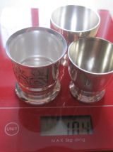lot de 3 coquetiers  en métal argentée ancien vintage avec g