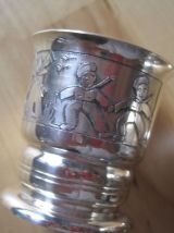 lot de 3 coquetiers  en métal argentée ancien vintage avec g