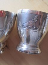 lot de 3 coquetiers  en métal argentée ancien vintage avec g
