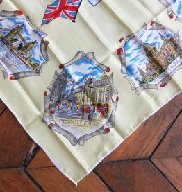 Foulard neuf monuments de Londres, vintage années 50'