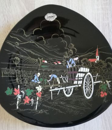 Assiette céramique Longwy-Grand feu, les vignobles