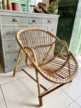 Fauteuil rotin vintage