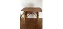 Bureau vintage, rotin et chêne massif