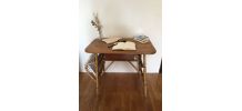 Bureau vintage, rotin et chêne massif