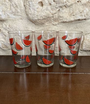 Verres motif pastèque vintage 