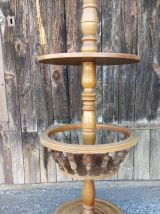 Ancien pied de lampe sur pied en bois 