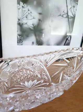 Coupe à fruits en cristal de Bohême ciselé 