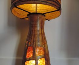 Lampe géante à poser en céramique-Potiers d'Accolay circa 19