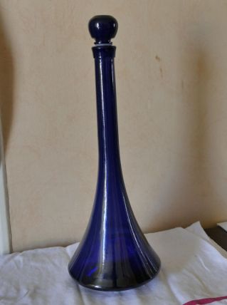 Carafe bleue vintage empoli ? Avec son bouchon, bon état.