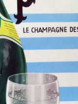 Carton pub vintage PERRIER champagne des eaux de table 