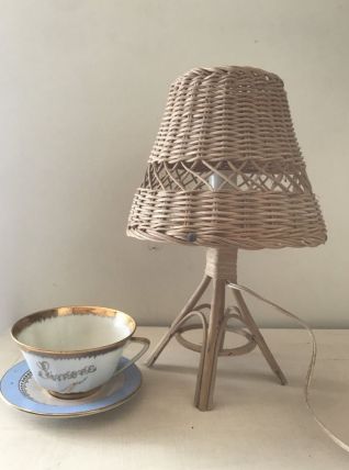 Petite lampe vintage rotin 