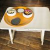 table basse rotin  blanc vintage années 50