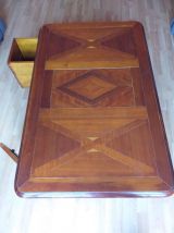 Table basse merisier massif avec bar