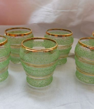 Lot 6 verres liqueur vintage givrés granités