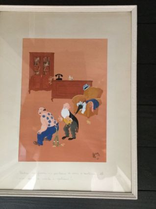 Aquarelle originale de Ferraz signée datée