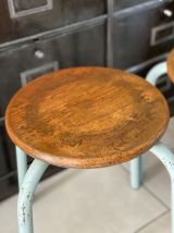 Paire de tabourets d’atelier métal et bois